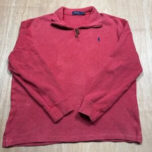 Polo Ralph Lauren Men's Red Quarter Zip Pullover Long Sleeve Sweatshirt Size L